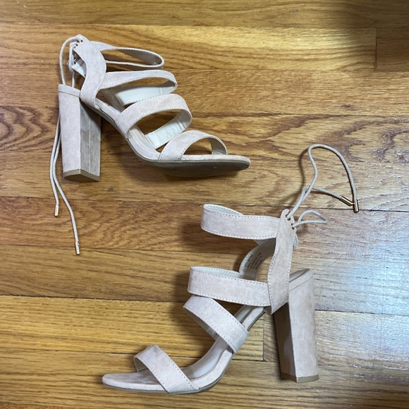Lulu’s | Marlena Almond Suede Caged Lace-Up Heels - Picture 8 of 8